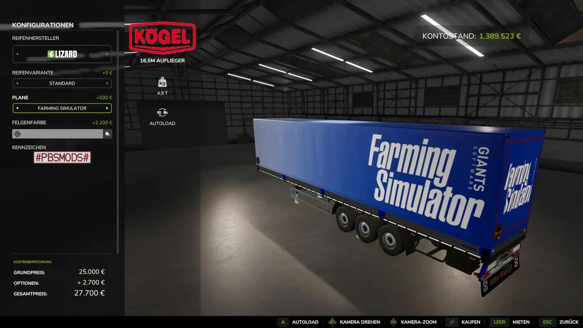 KOGEL 16.5m flat bed (semi-trailer) v1.0.1